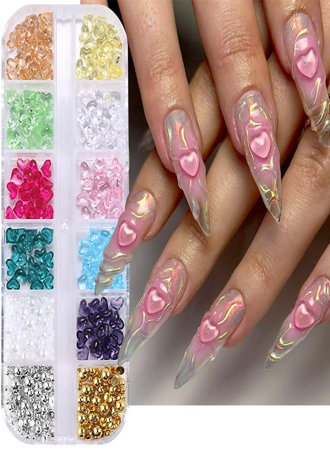 Dornail 1Box Heart Nail Charms Colorful Resin Rhinestones Heart Charms For Nails Design Half Nail Beads Nail Pearls Nail Gems Nail Crystals Hearts Nail Charm Nail Jewels For Nail Art Supplies Nail Accessories - Image 4